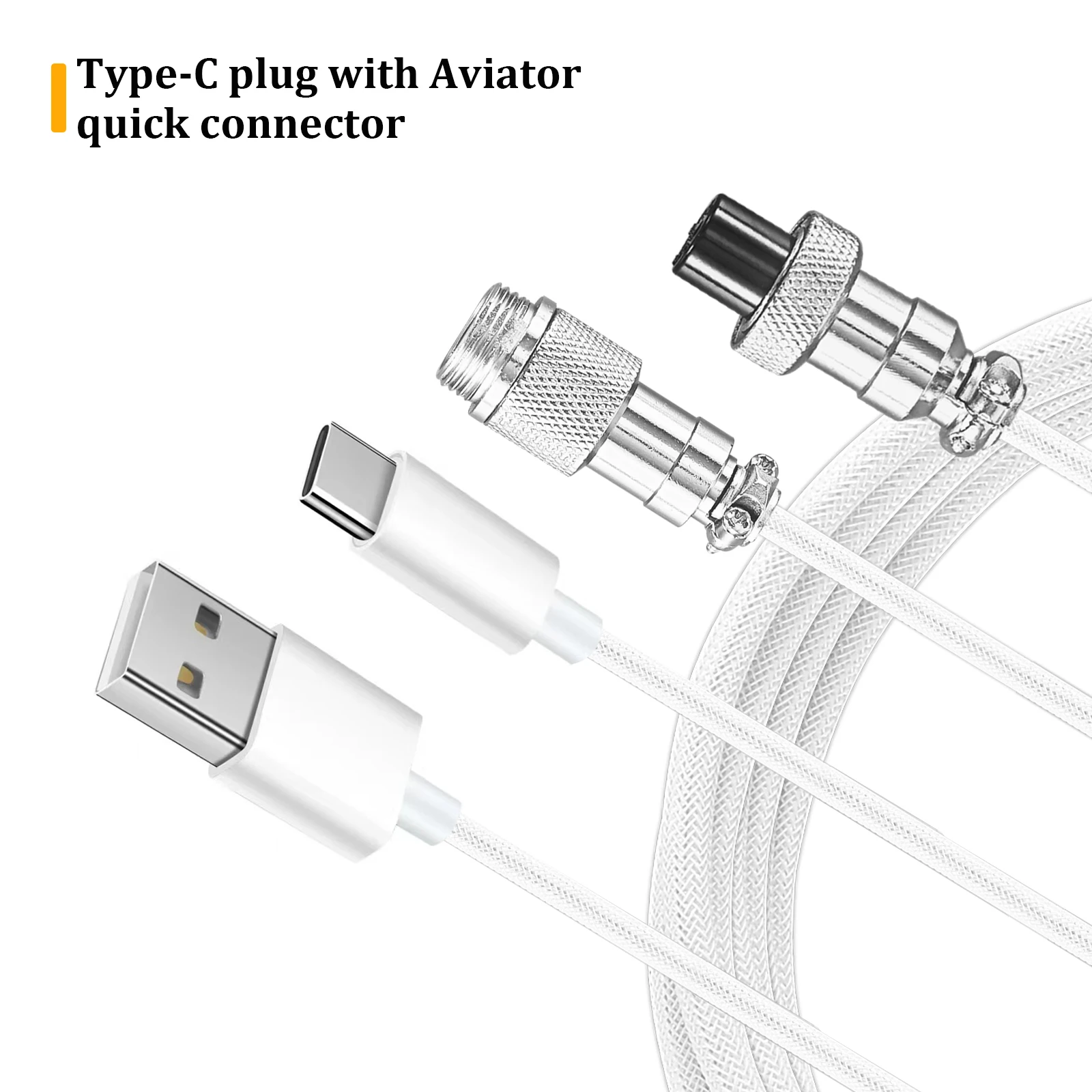 NNBILI 2024 nuevo Cable de teclado en espiral de 7 colores USB C para Cable de teclado mecánico para jugar con conector de aviador de Metal desmontable - imagen 5