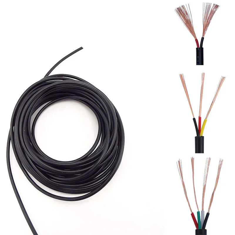 Cable de alimentación de PVC con núcleo de 2, 3, 4 pines, conector de extensión de cobre, Cable de Audio 28 26awg 24 22 AWG DC línea suave