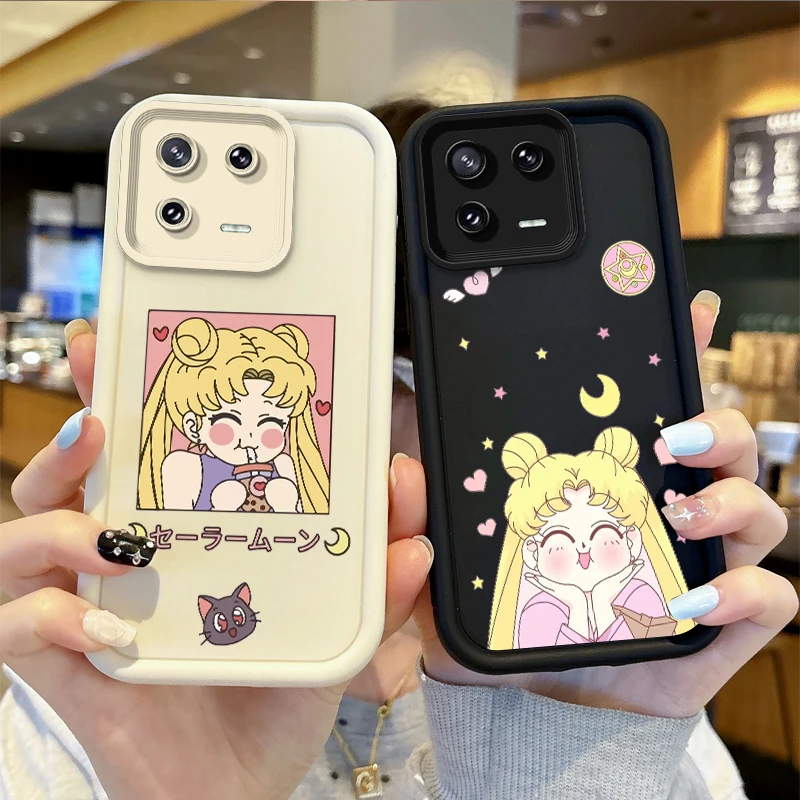 Lovely Sailor Moons funda de teléfono de dibujos animados para XiaoMi 14, 13, 12, 11 T Pro, 13, 12, 11 Lite, Poco F6, F5, X5, X3 Pro, NFC, TPU, cubierta a prueba de golpes
