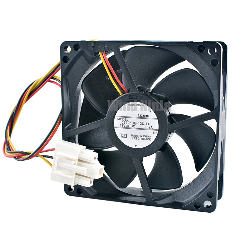 09225SE-12K-FB Ventilador de refrigeración 9,2 cm X 92 mm X 25 mm DC12V 0.08A Ventilador con cubierta de perfil bajo de 92 mm para refrigerador de CPU de chasis - imagen 4