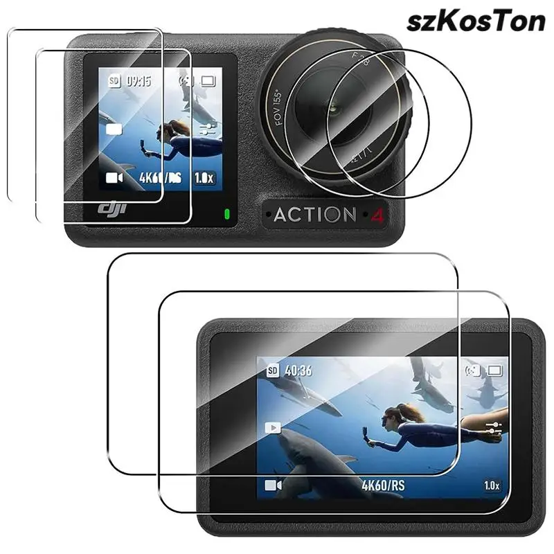 Cubierta de lente para DJI Osmo Action 4, Protector de pantalla HD de vidrio templado, tapa de película delantera y trasera, accesorios para DJI Osmo Action 4 - imagen 2