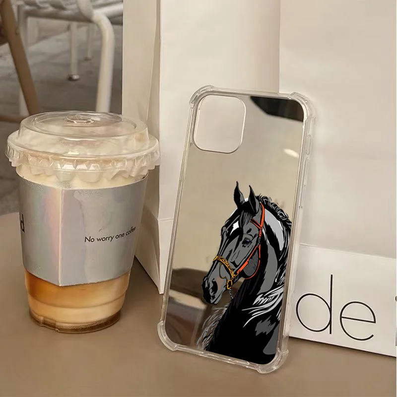 Funda de teléfono acrílica con diseño de caballo negro de lujo para iPhone 17 Pro Max 16 15 14 13 12 11 17Air XS X XR 7 8 Plus - imagen 2