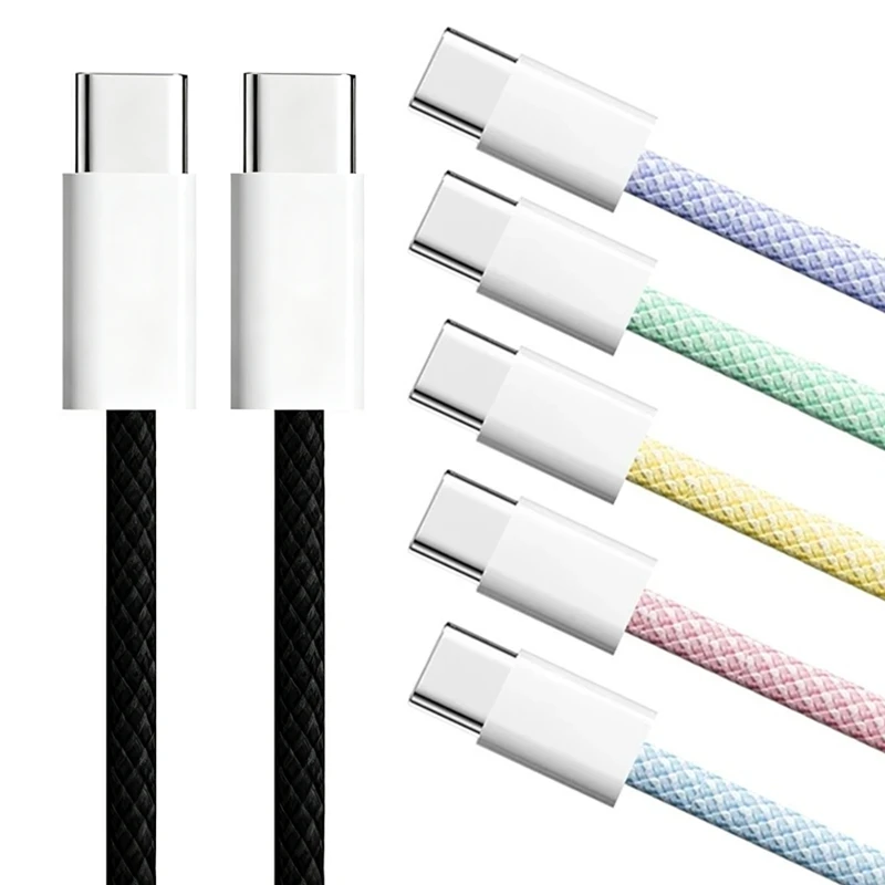 Cable de carga rápida USB-C a tipo C de 60W para iPhone 15 16 Plus 17 Pro Max Samsung Xiaomi Redmi Huawei Honor Cables trenzados de nailon