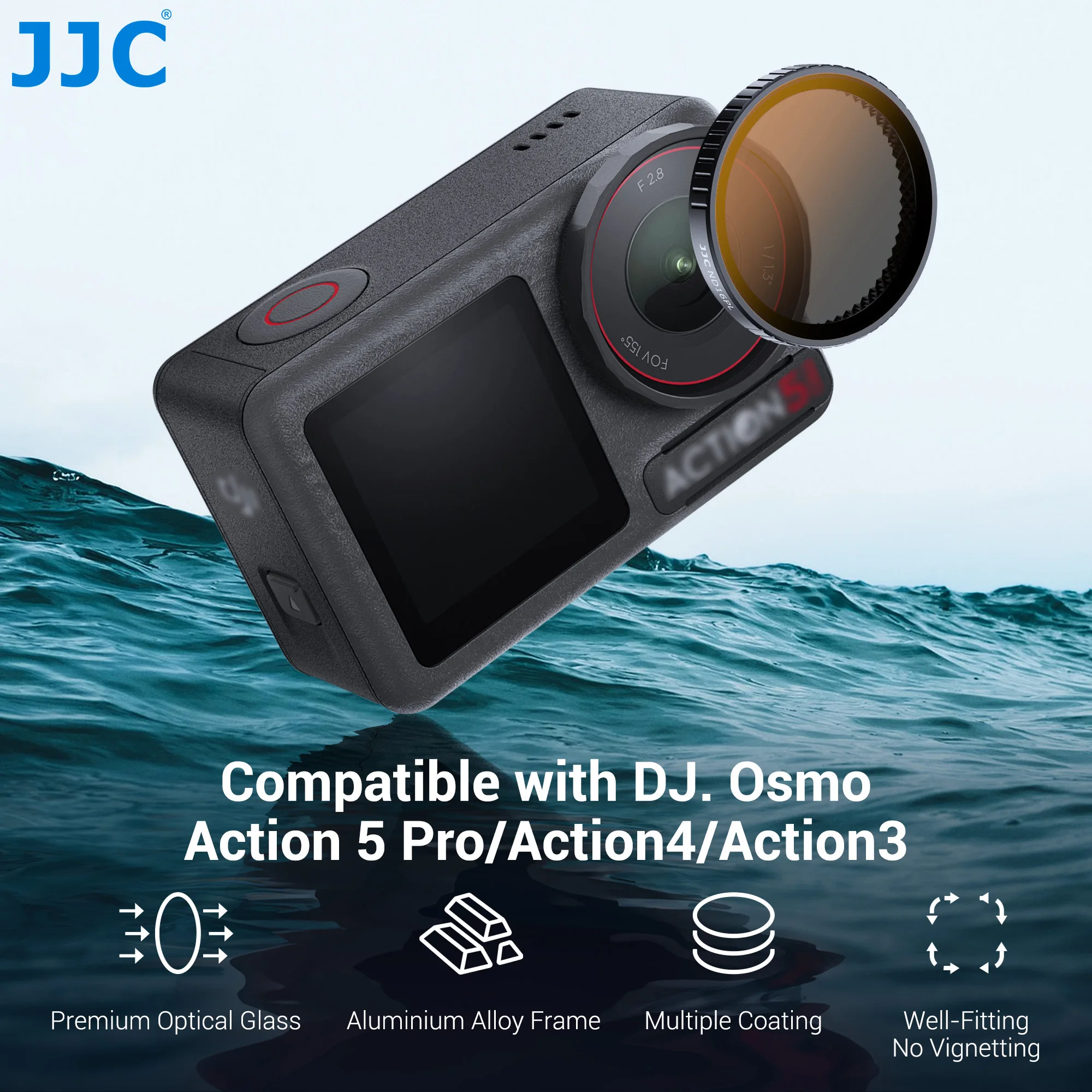Filtro de lente JJC para DJI Action 5 Pro Action 4 Action 3 accesorios de cámara CPL ND32 ND16 ND8 filtro polarizador HD de densidad neutra - imagen 2