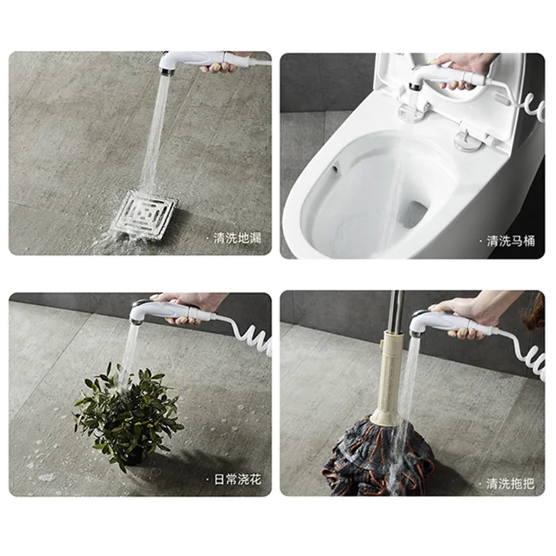 Soporte de tanque de inodoro ABS blanco, cabezal de ducha con pulverizador de bidé, rociador de grifo de baño, juego de válvula de agua autolimpiadora con manguera de agua - imagen 5