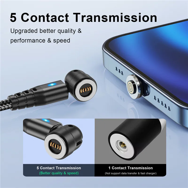 USLION 540 Cable magnético USB-C 5A giratorio carga rápida