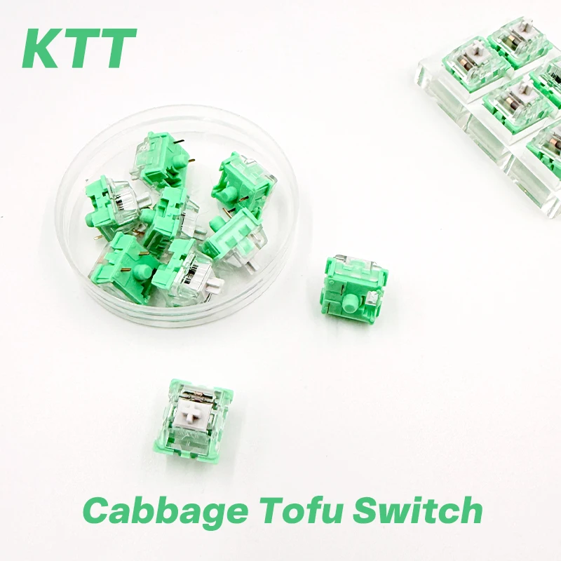 Interruptor KTT de jade blanco y jadeíta, interruptor lineal MX de 45g para teclado mecánico, lubricado en fábrica, POM RGB, 3 pines, Tofu de repollo