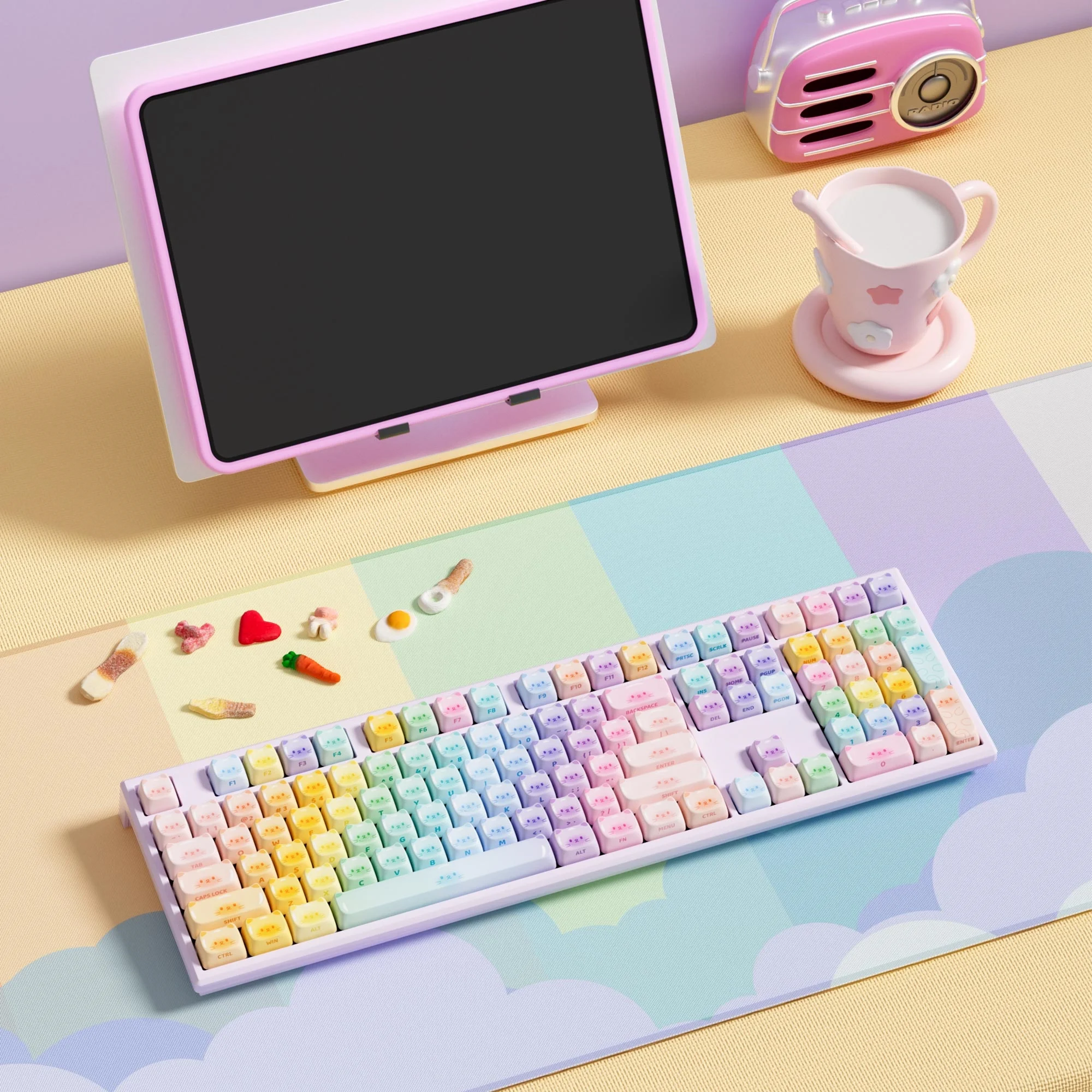 Akko MonsGeek MG108B Bun Wonderland Teclado mecánico inalámbrico perfil MOG RGB 108 teclas tamaño completo intercambio en caliente USB / 2,4G / BT 5,0 - imagen 4