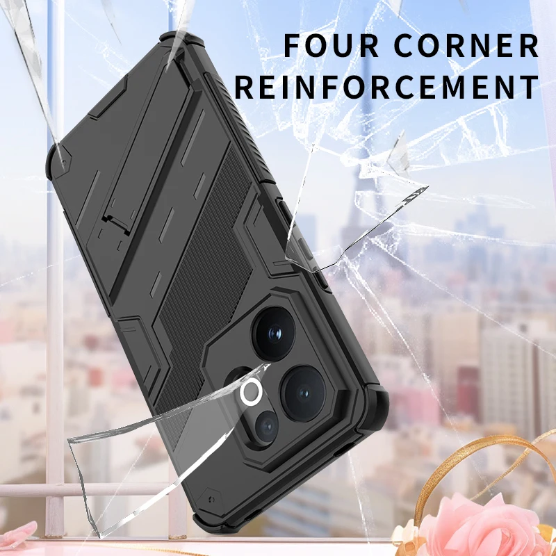 Funda de teléfono con soporte Punk para vivo V60, Funda dura anticaída para vivo V60 5G Global чехол, Funda trasera para vivo V60 - imagen 2