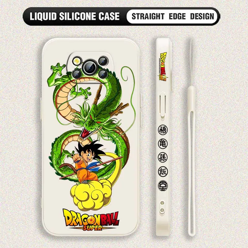 D-Dragon Ball Comics Goku Dragon para Xiaomi Poco X6 X5 X4 X3 M6 M5 M3 F6 F5 F4 F3 GT Pro 5G cubierta de la caja del teléfono de cuerda izquierda líquida - imagen 3