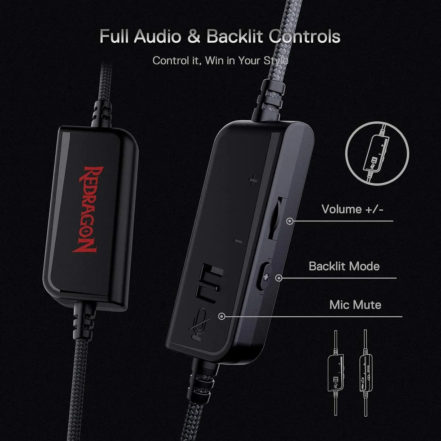 Redragon H350 RGB Wired Dynamic RGB Backlight Dynamic RGB Backlight Gaming Headset 50MM Drivers Over-Ear Headphones - imagen 4