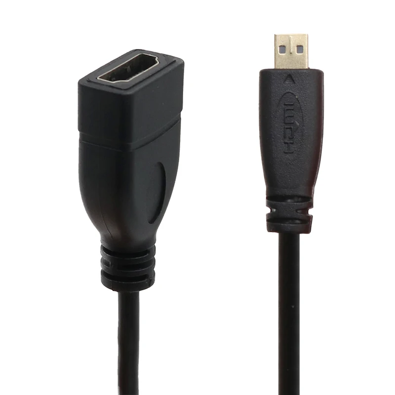Conector adaptador Micro HD macho a HD hembra en ángulo izquierdo hacia arriba y hacia abajo, 15cm para HDTV tipo D, Cable compatible con HDMI en ángulo - imagen 2
