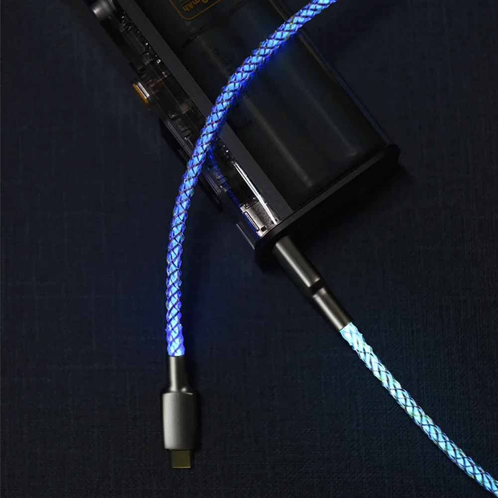 Cable de datos de carga Flash de 66W Cable de datos de Color mágico RGB compatible con USB Lightning, USB tipo C, Cable de datos Micro USB de 1 punto 3 - imagen 5
