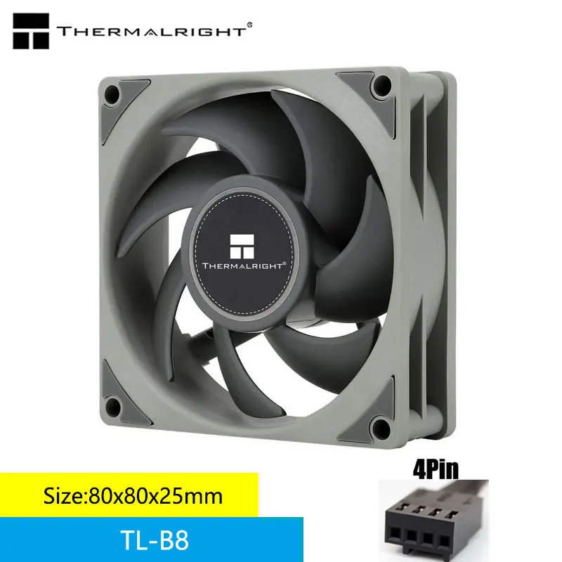 Ventilador de refrigeración de caja Thermalright TL-B8 80X80X25mm 2200 rpm 4 pines PWM ventilador de alto rendimiento