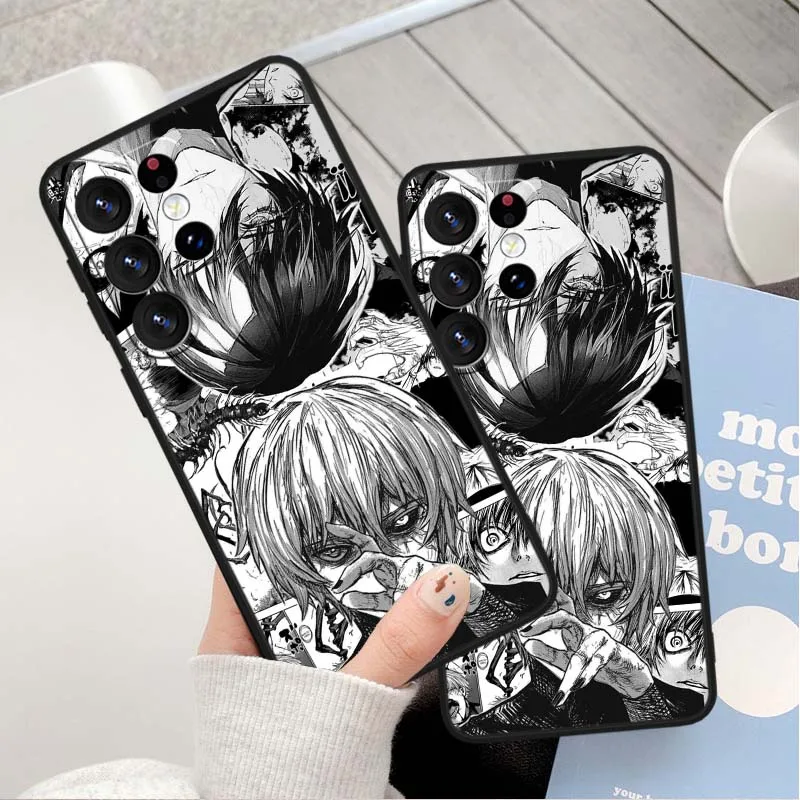 Tokyo Ghoul-anime para Samsung Galaxy S25 S24 S23 S22 S21 S20 S10 S9 S8 FE Lite Ultra Plus 5G funda de teléfono negra - imagen 3