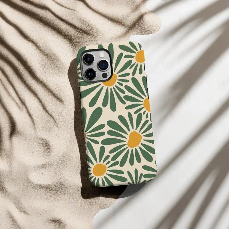 Funda de teléfono Retro Daisy Floral de verano a la moda para iPhone 16 15 14 13 12 11 Pro Max XS XR XSMax 6 7 8 Plus cubierta dura HD brillante para PC - imagen 4