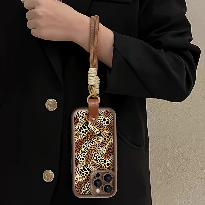 Funda de teléfono con correa de cordón suave con estampado de leopardo para iPhone 11 12 13 14 15 16 17 Pro Max 16E 17 Air 7 8 16 Plus - imagen 5