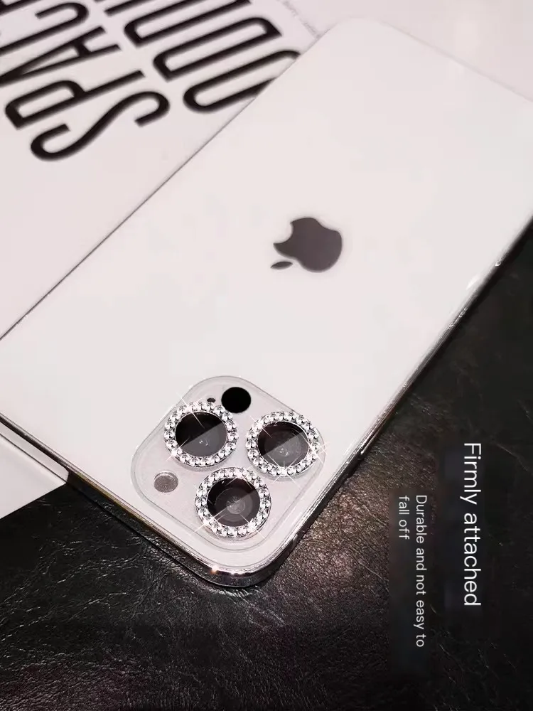 Protector de lente de cámara de diamante brillante para iPhone 14 Pro Max Plus 13 12 Mini 14Pro, película de protección de vidrio templado para iPhone 15 - imagen 3