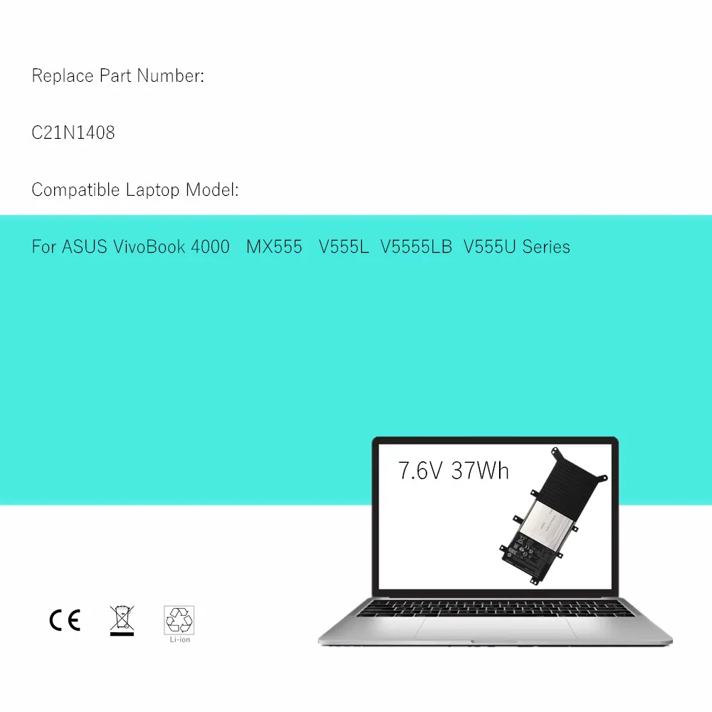 C21N1408 Batería para portátil ASUS VivoBook 4000 MX555 V555L V5555LB V555U Series - imagen 5
