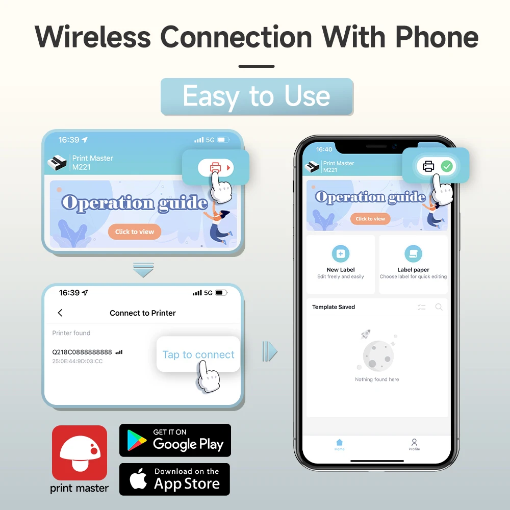 Phomemo-Impresora térmica M200 para etiquetas adhesivas, máquina etiquetadora de código de barras, ancho de papel: 20-75mm - imagen 5