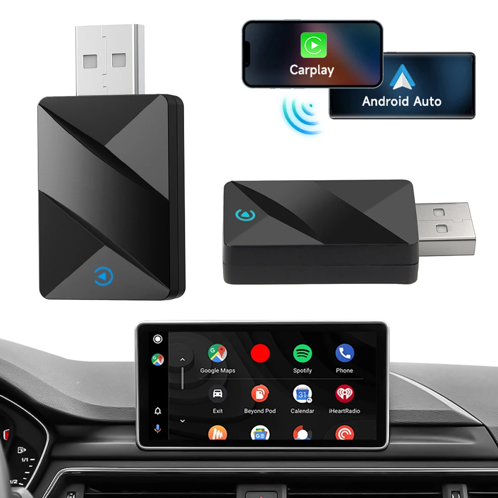 Adaptador inalámbrico CarPlay Android Auto 2 en 1, Dongle USB, Mini caja, adaptador Carplay inalámbrico para coche con cable a Carplay inalámbrico