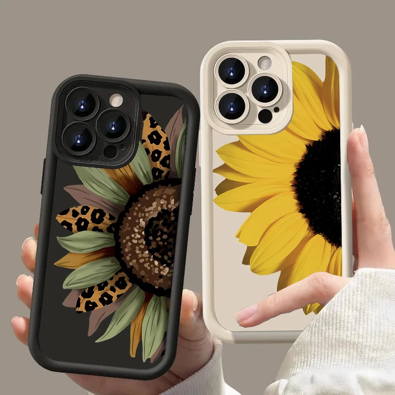 Funda de teléfono de silicona con diseño de girasol bonito para Xiaomi Redmi Note 14 13 12 11 Pro Plus 4G 5G 12S 11S Redmi 13C 14C 12 funda suave