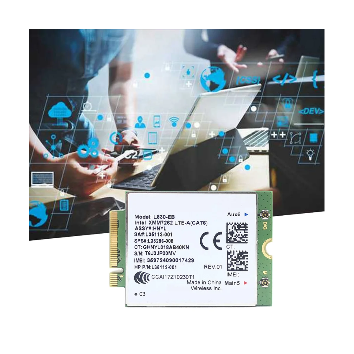 Tarjeta WIFI L830-EB + 2xantena 4G LTE L830 L35286-005 LTE, módulo Cat6 300Mbps para HP 640, 650, G5, 840, 846, 850, G6, X360, 830 - imagen 5