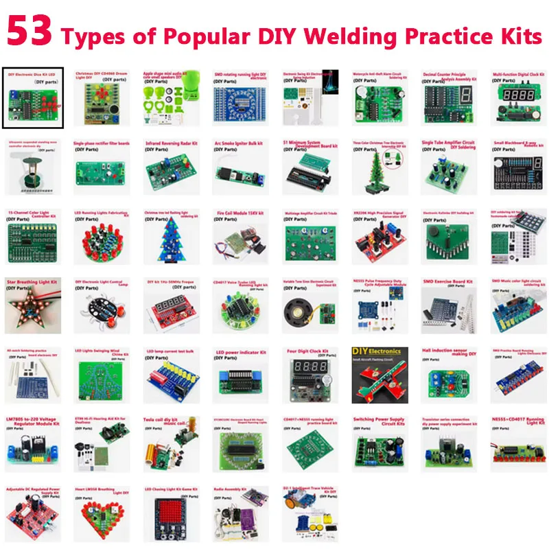 Kit de soldadura electrónica de 45 tipos, kit de producción diy, entrenamiento práctico para principiantes, placa de circuito de práctica de soldadura introductoria te - imagen 2
