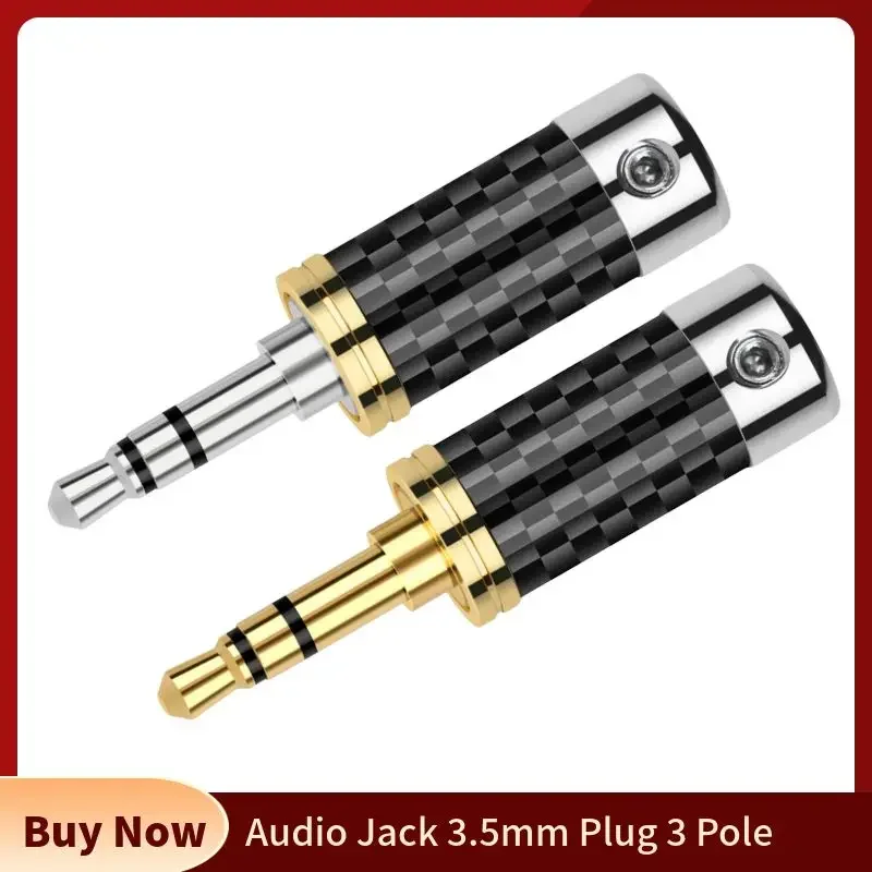 Conector Jack 3,5 de 3 polos, carcasa de fibra de carbono para soldar auriculares HiFi, Cable de auriculares, electrónica de consumo, 3,5mm - imagen 2