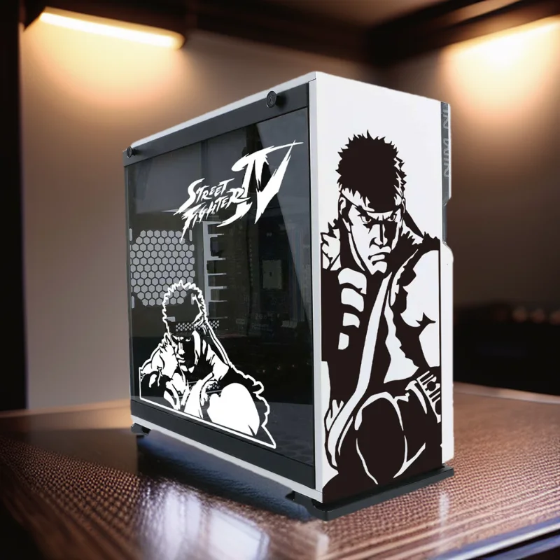 Ryu pegatinas de vinilo para carcasa de PC, calcomanías de decoración de personajes de juego para chasis de ordenador, calcomanía impermeable hueca, Atx Gaming