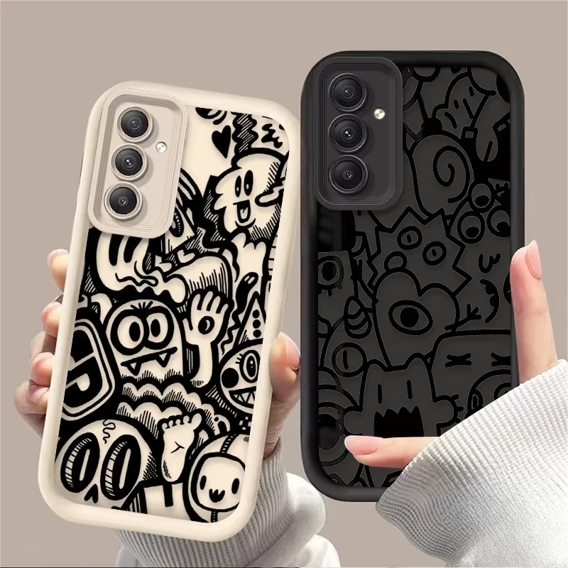 Funda de teléfono con grafiti negro súper genial para Samsung Galaxy A14 A15 5G S21 S22 S23 S24 S25 FE Plus Ultra A25 A35 A52 A53 A54 A55 5G