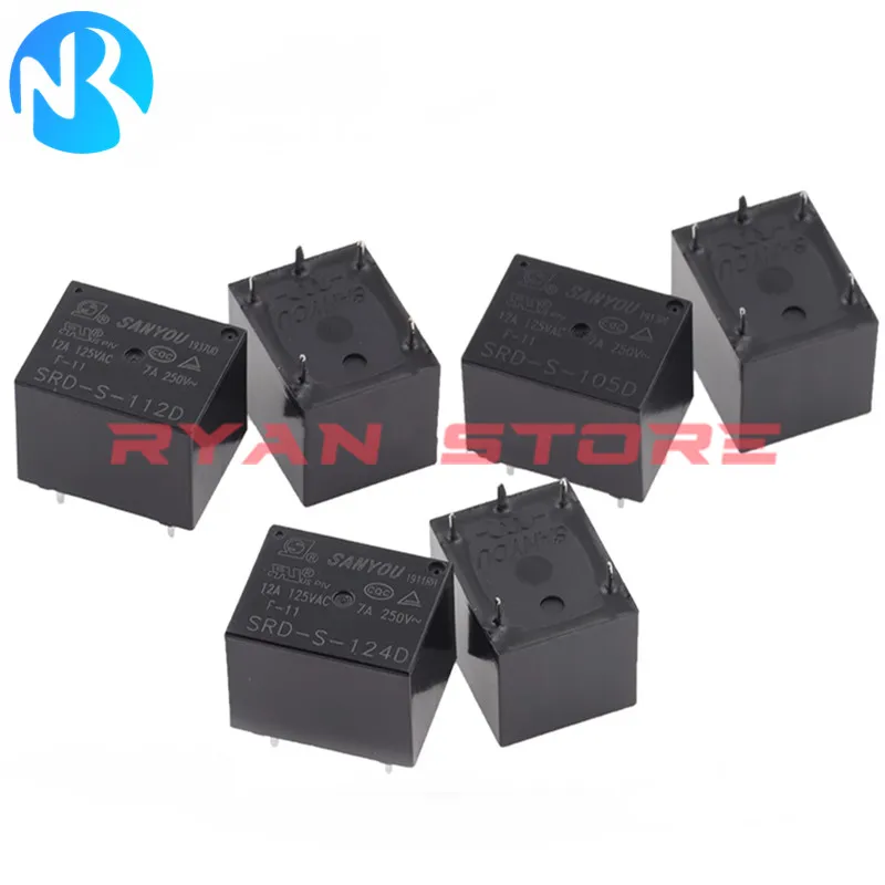 Nuevo relé de 5 piezas, relé SRD-S-105D, 112D, 124D, 10A, 5 pines, SRD-S, 105D4, 112D4, 124D4, SRD S, 105DM, 112DM, 124DM, 4Pin, 10A, DC5V, 12V, 24VDC, 100% - imagen 4