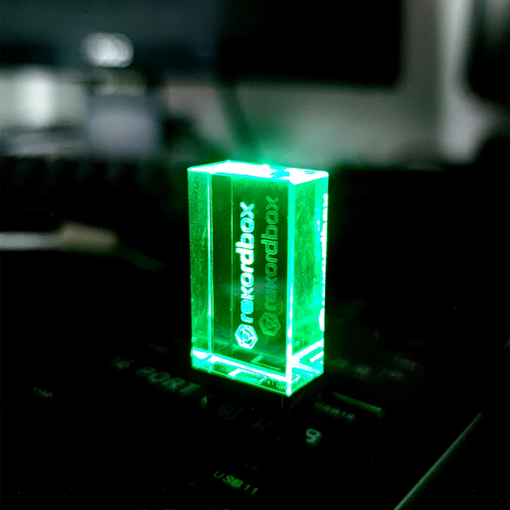Nueva unidad de bolígrafo de cristal plateado con luz LED colorida DJ USB3.0 con caja de regalo 16GB 32GB 64GB 128GB - imagen 2