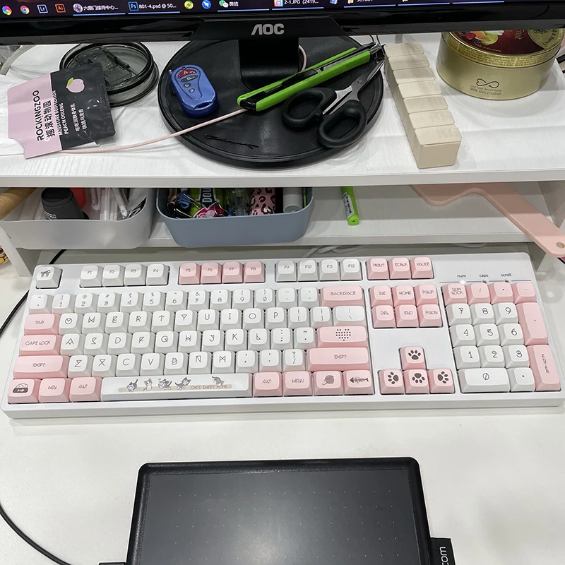 Teclas de perfil XDA de 136 teclas, teclas PBT DYE-SUB con tema de gato bonito, teclas rosas para teclado mecánico para juegos Cherry Mx Switch GMMK Pro - imagen 3