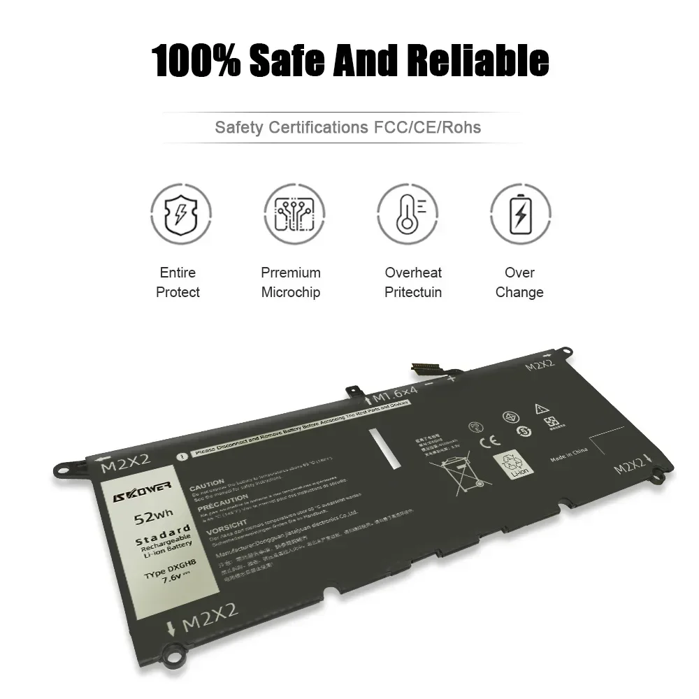 SKOWER DXGH8 batería del ordenador portátil para Dell XPS 13 9380 9370 7390 Inspiron 7390 7490 2-en-1 Vostro 5390 5391 Latitude 3301 HK6N5 P82G - imagen 3