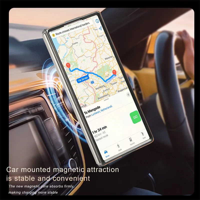 Magnético 360 ° Funda de teléfono de cuero con anillo de soporte de Metal giratorio para Samsung Galaxy Z Fold 6 5 4 3 5G para Magsafe cubierta a prueba de golpes - imagen 4