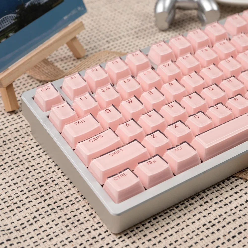 Teclas translúcidas grabadas con gelatina de cristal OEM, teclas PBT + PC, color rosa y negro, adecuadas para teclados mecánicos - imagen 3