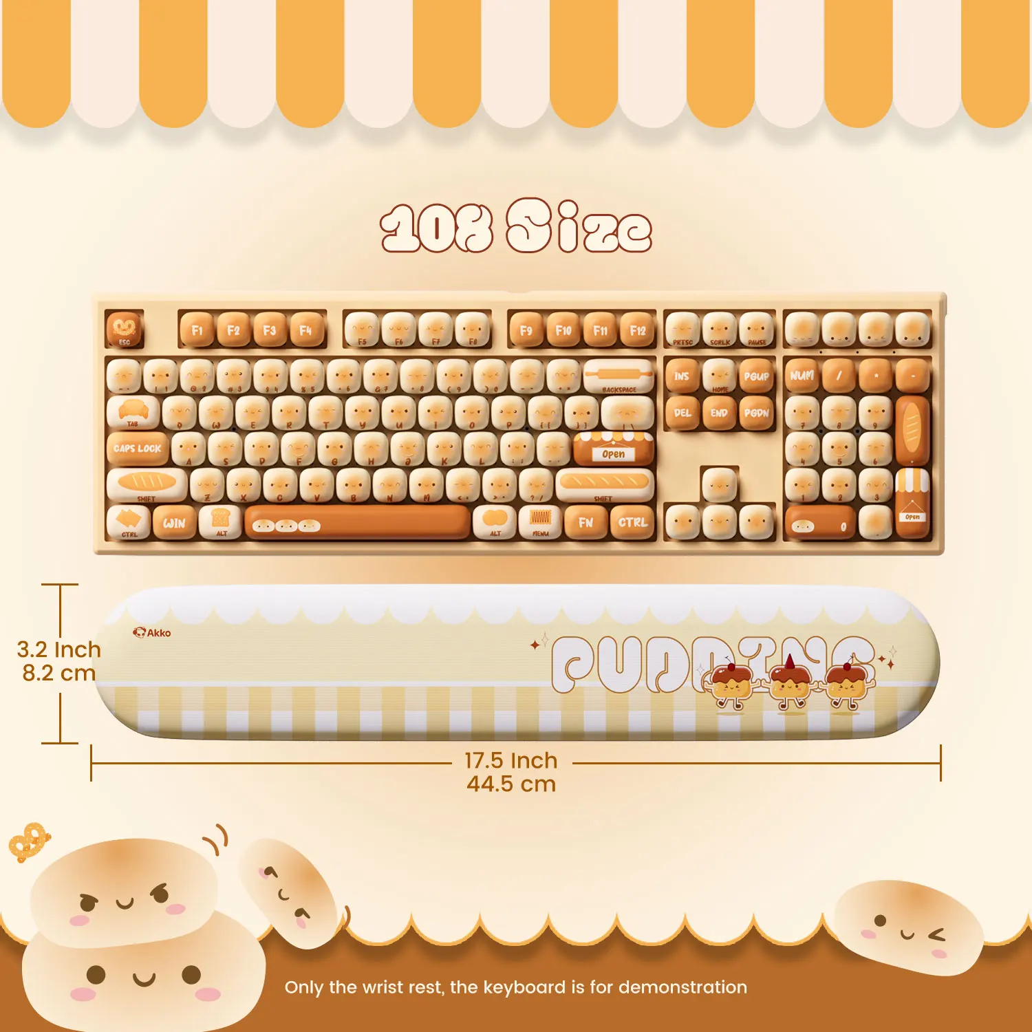 Akko-almohadilla para reposamuñecas para teclado, bollos de pudín, espuma suave ergonómica de Lycra + PU, fácil escritura, alivio del dolor, antideslizante para jugadores de oficina y hogar - imagen 5