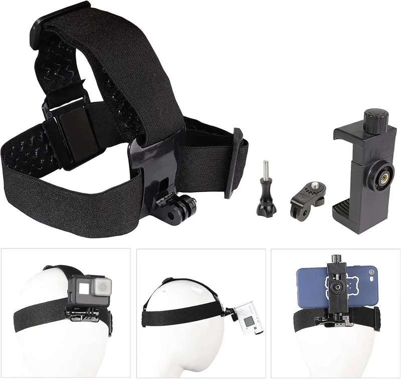Soporte de Clip para correa de cabeza de teléfono móvil ajustable manos libres soporte de correa de diadema Universal para IPhone GoPro POV Vlog Mount - imagen 4