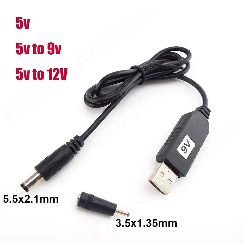 USB 5V a DC 5v 9v 12v 5,5mm 3,5mm línea de refuerzo de energía módulo elevador conector USB convertidor Cable adaptador de corriente 2,1x5,5mm M2 - imagen 2