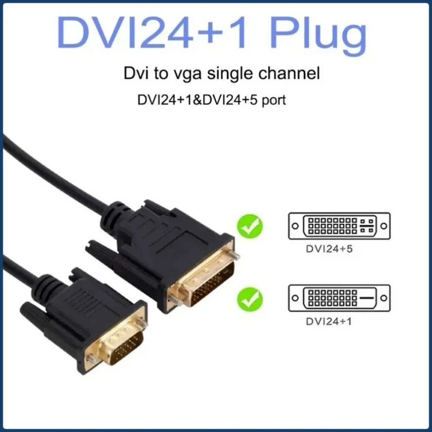 BGGQGG 24 + 1 DVI macho a VGA Cable macho DVI-I 24 + 5 cables Cable bidireccional DVI-I a VGA línea de vídeo para HDTV DVD Monitor de ordenador portátil - imagen 4