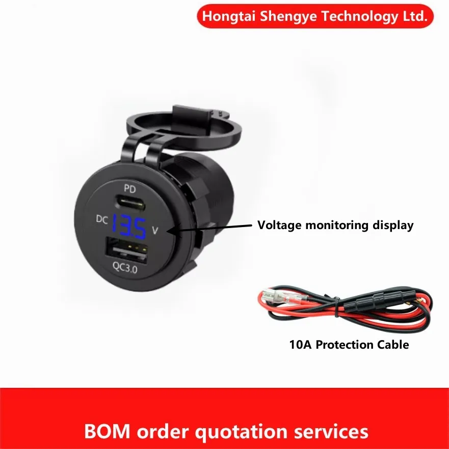 Cargador USB para coche QC3.0 PD tipo C, enchufe USB para coches de 12V/24V, barcos, motos, SUV, autobuses, camiones, caravanas, marinas