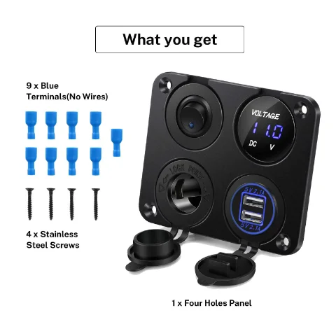 Cargador USB Dual 4 en 1, 12-24V, encendedor de cigarrillos para coche, voltímetro Digital con interruptor basculante para coche, barco, camión, RV, ATV - imagen 2