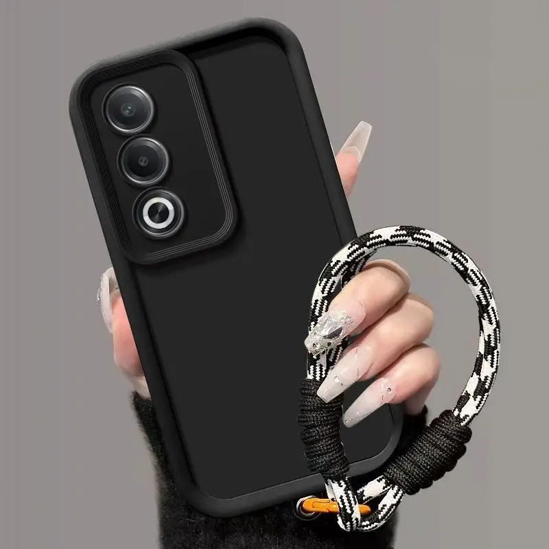 Para OPPO A3 Pro 5G funda OPPO K12X 5G A80 5G funda de teléfono cordón tejido cubierta trasera mate sensación de piel protección funda a prueba de golpes - imagen 3