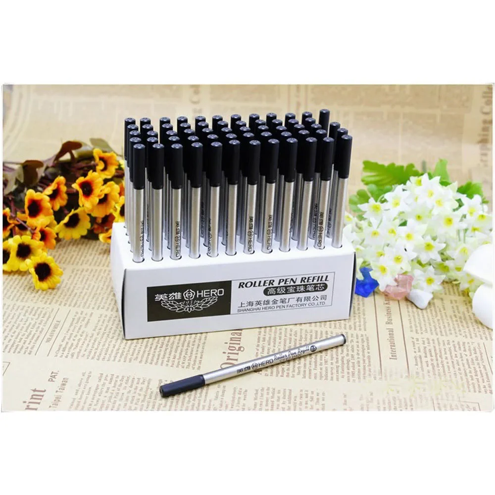 Recambio de tinta negra de acero inoxidable para Jinhao Baoer Hero, lote de 10 piezas, 0,5 MM