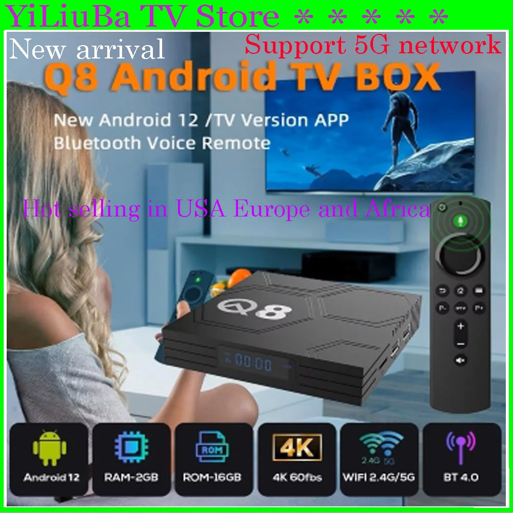 [Genuino] Q8 nuevo Android TV Box EE. UU. Reino Unido Super Smart TV Box con BT y Control remoto por voz 4K UHD versión Global caliente en EE. UU. Reino Unido África - imagen 4