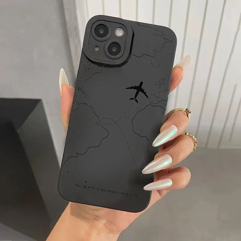 Funda de teléfono con diseño de ruta de avión inspirada en viajes para Xiaomi Redmi Note 14 13 12 Pro Plus 5G 12S 11S 11 10S Redmi 12 13 13C
