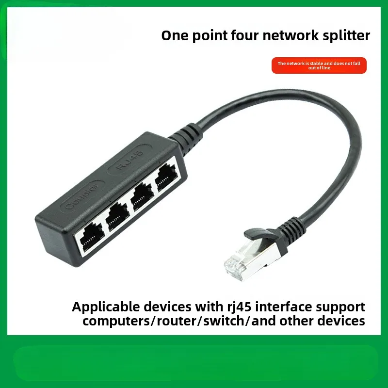 Convertidor divisor de cable RJ45, 1 macho de entrada a 4 salidas hembra, adaptador de extensión de cable de red CAT7