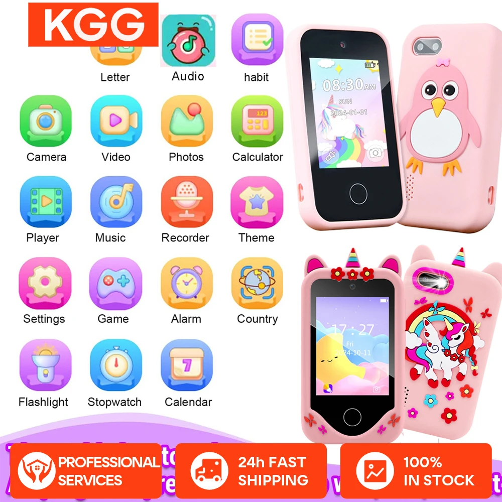 Teléfono inteligente para niños de 2,8 pulgadas, cámara Dual de 1080P, juegos educativos, juguete de entrenamiento de hábitos, teléfono de aprendizaje, reproductor MP3, regalo de cumpleaños y Navidad - imagen 2