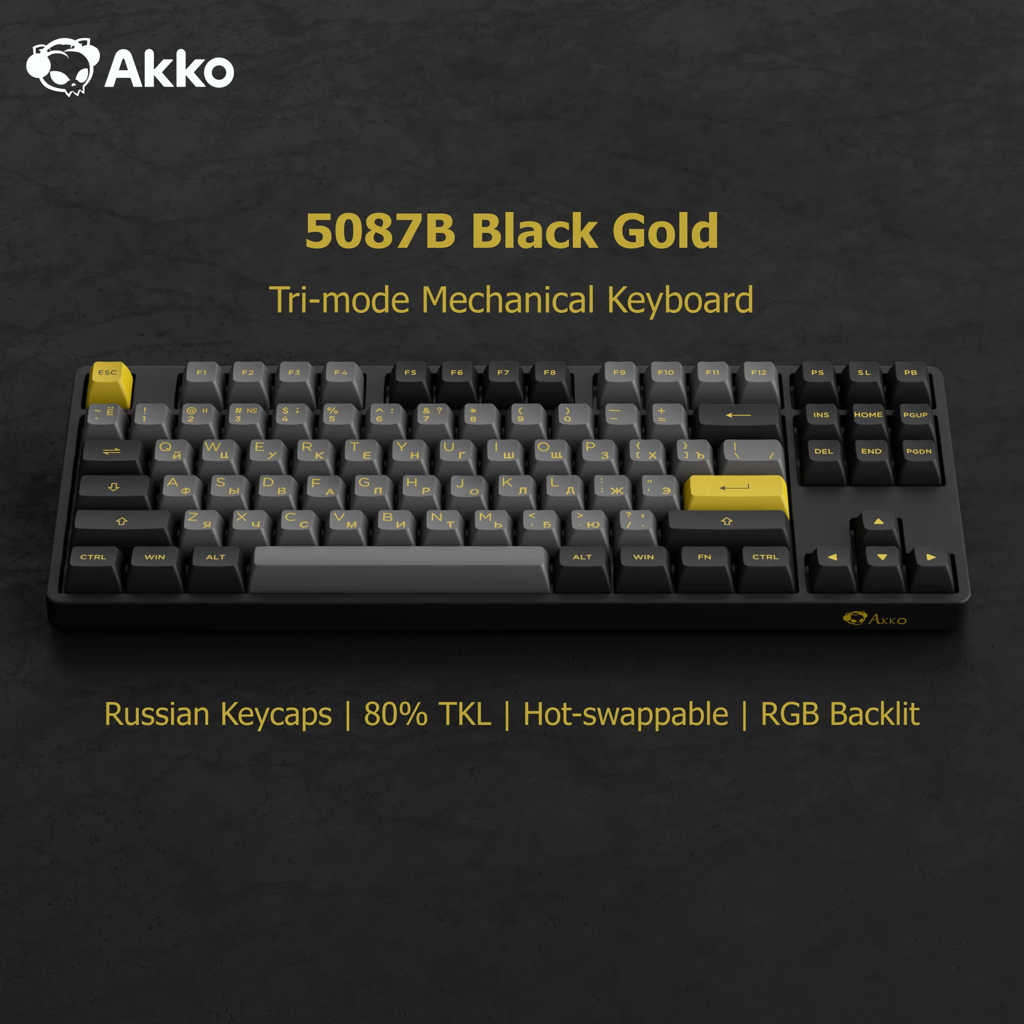 Teclado mecánico inalámbrico 5087B Plus, teclas rusas, perfil ASA 80% TKL, teclado personalizado RGB intercambiable en caliente para juegos de oficina